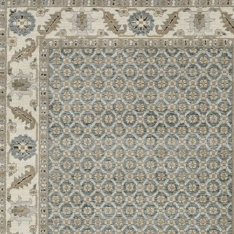 2' X 3' Blue And Ivory Oriental Area Rug