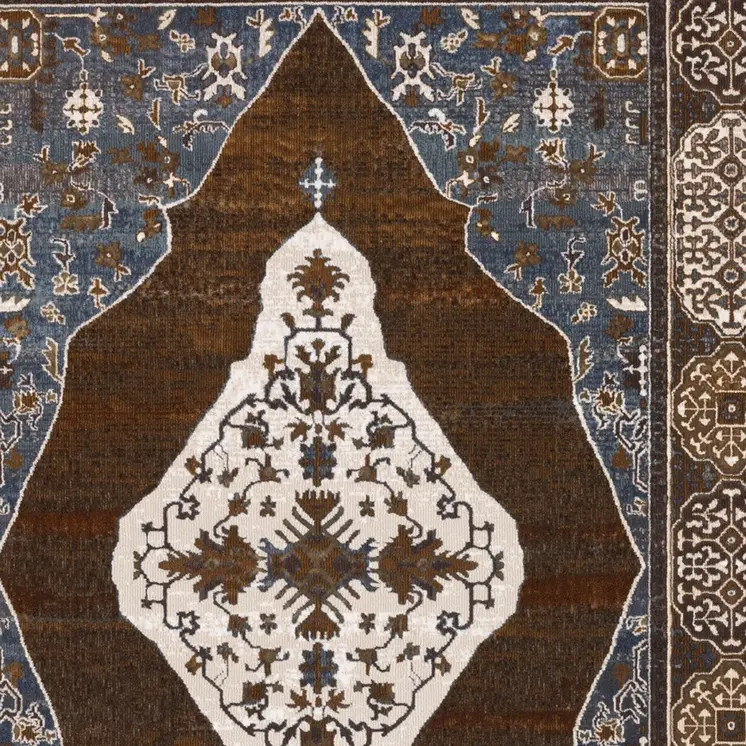 5' X 8' Gray And Blue Medallion Area Rug
