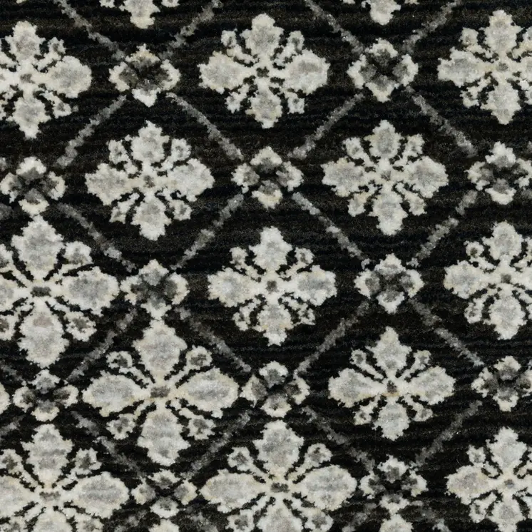 3' X 5' Black And Gray Diamond Area Rug With Fringe