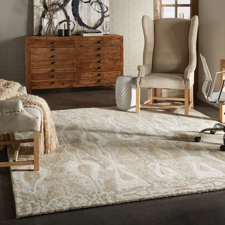 4' X 6' Gray And Beige Wool Abstract Hand Tufted Area Rug