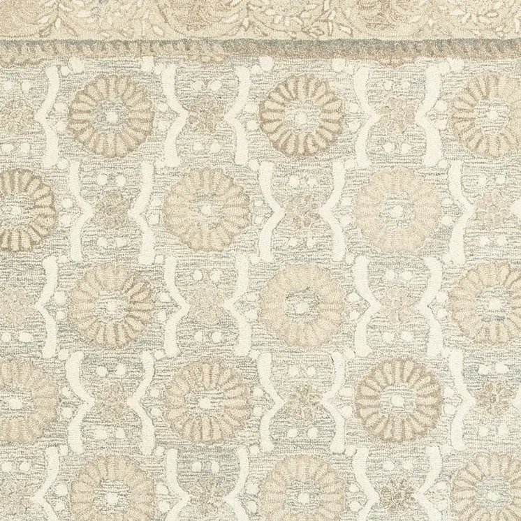 4' X 6' Sand Wool Floral Hand Tufted Area Rug