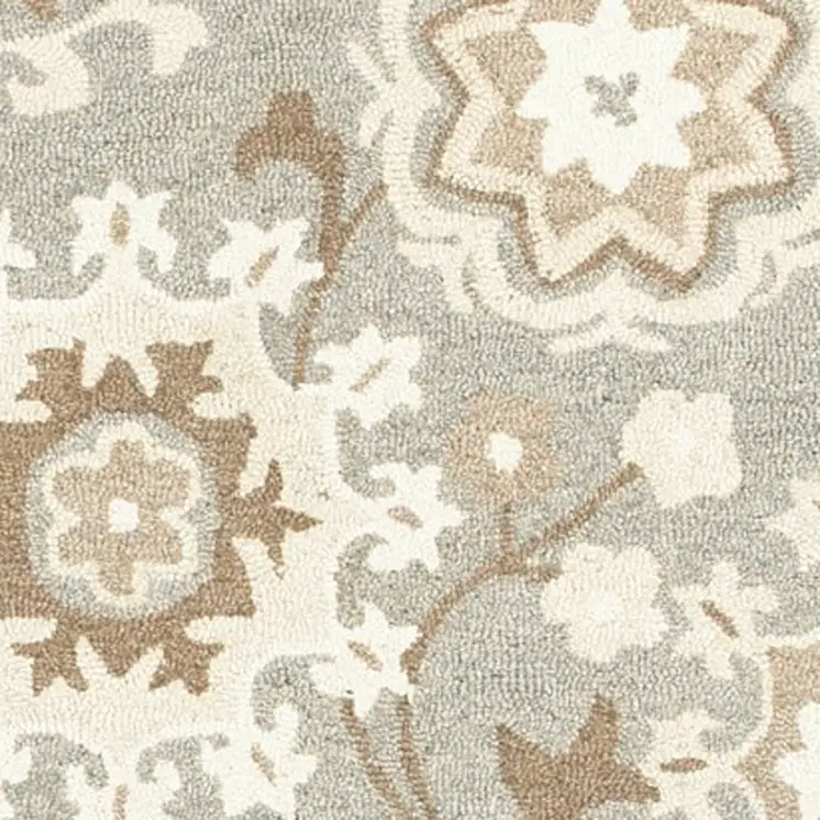 4' X 6' Gray And Sand Wool Floral Hand Tufted Area Rug