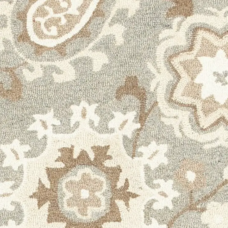 4' X 6' Gray And Sand Wool Floral Hand Tufted Area Rug