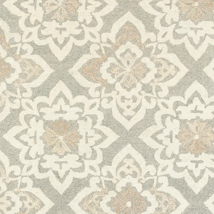 4' X 6' Gray And Sand Wool Geometric Hand Tufted Area Rug