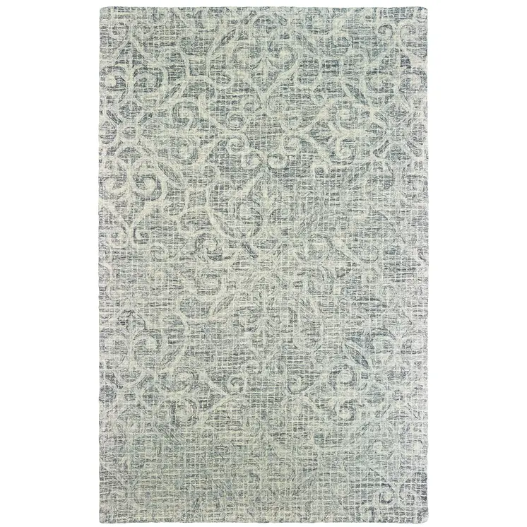 5' X 8' Gray And Ivory Wool Geometric Hand Tufted Area Rug