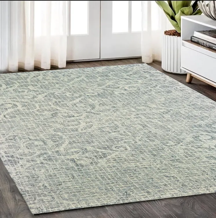 5' X 8' Gray And Ivory Wool Geometric Hand Tufted Area Rug