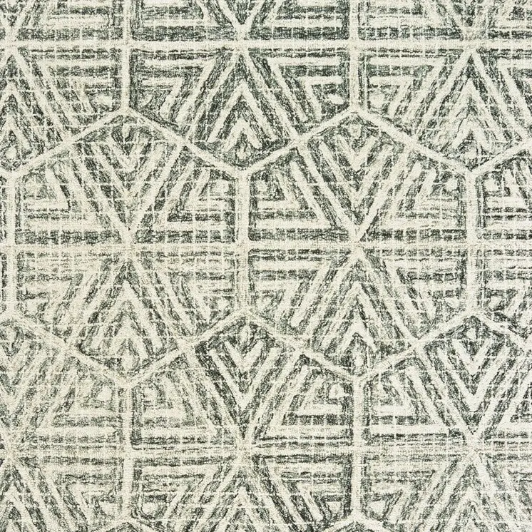 5' X 8' Gray And Ivory Wool Geometric Hand Tufted Area Rug