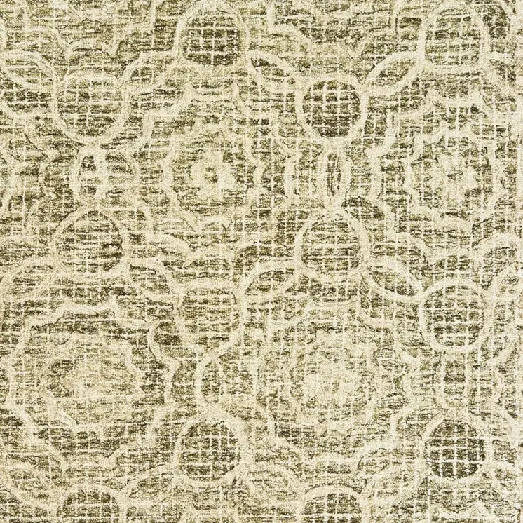 5' X 8' Green And Ivory Wool Geometric Hand Tufted Area Rug