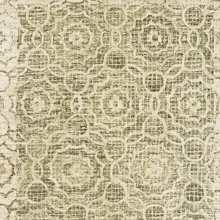 5' X 8' Green And Ivory Wool Geometric Hand Tufted Area Rug