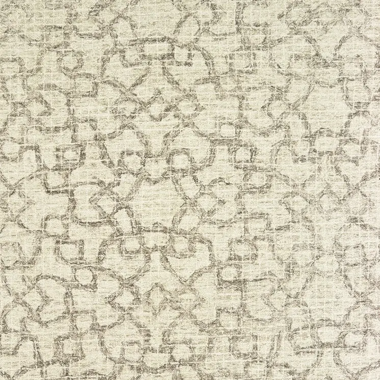 5' X 8' Tan And Ivory Wool Geometric Hand Tufted Area Rug