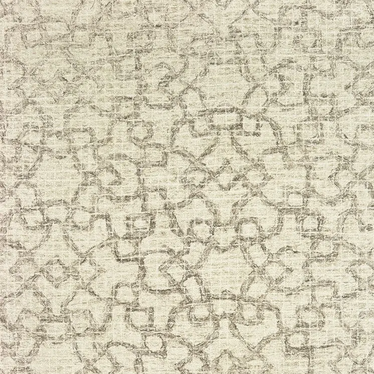 5' X 8' Tan And Ivory Wool Geometric Hand Tufted Area Rug