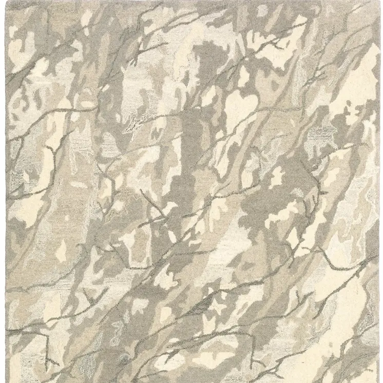 4' X 6' Beige And Ivory Wool Abstract Hand Tufted Area Rug