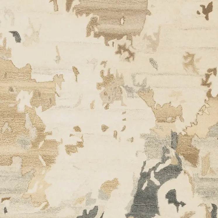 4' X 6' Beige And Charcoal Wool Abstract Hand Tufted Area Rug