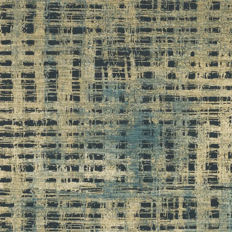 5' X 8' Beige And Blue Geometric Area Rug