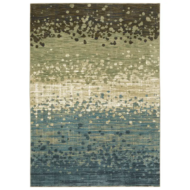 5' X 8' Blue And Brown Abstract Area Rug