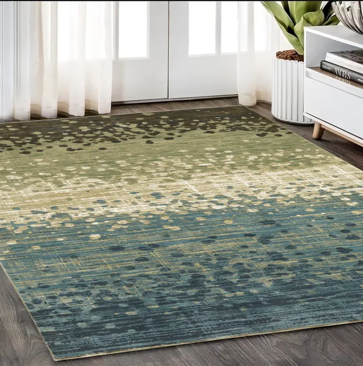 5' X 8' Blue And Brown Abstract Area Rug