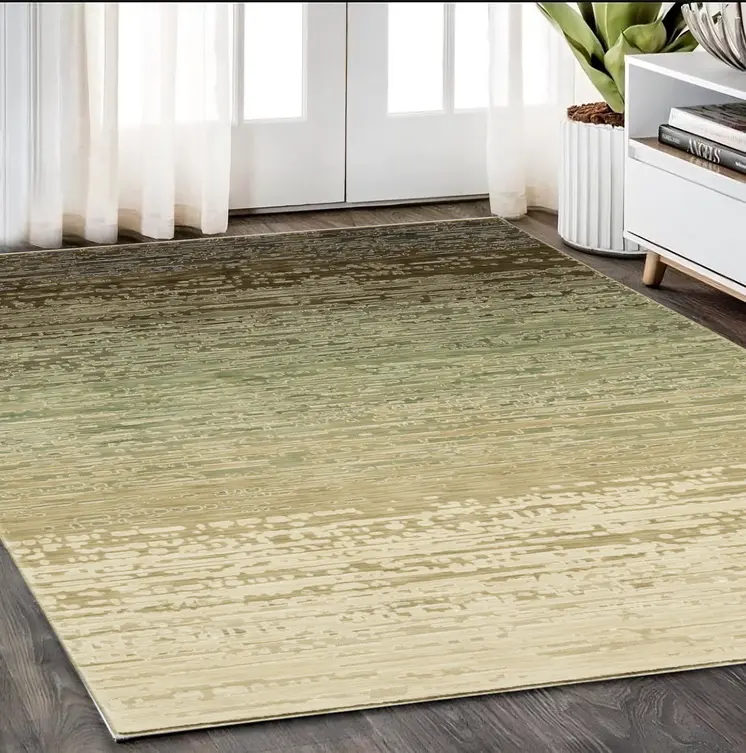 5' X 8' Brown And Green Abstract Area Rug