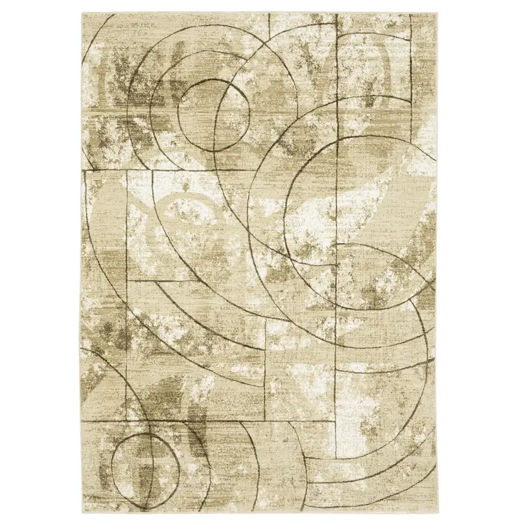 5' X 8' Beige And Brown Geometric Area Rug