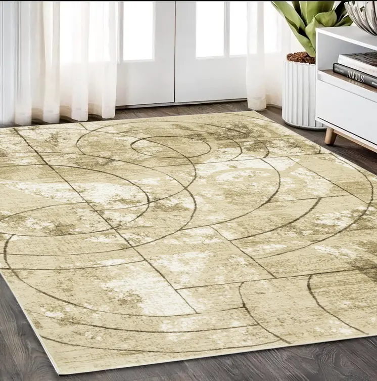5' X 8' Beige And Brown Geometric Area Rug