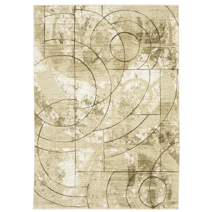5' X 8' Beige And Brown Geometric Area Rug