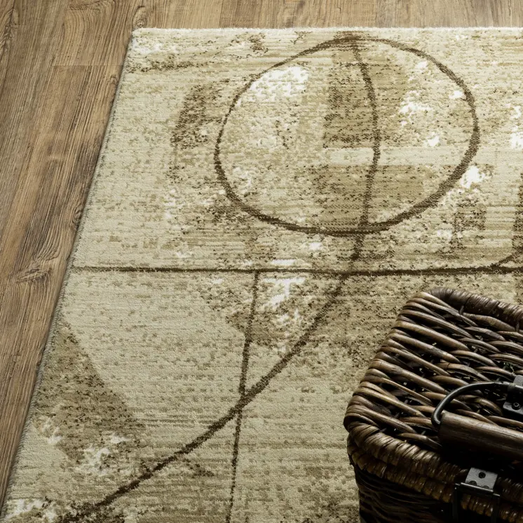 5' X 8' Beige And Brown Geometric Area Rug