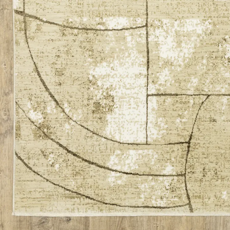 5' X 8' Beige And Brown Geometric Area Rug