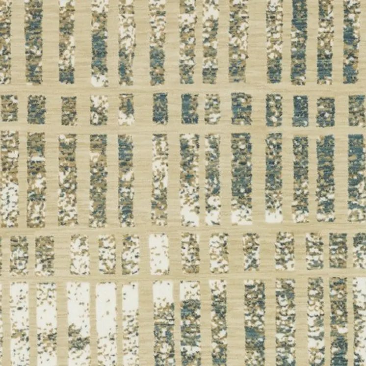 5' X 8' Beige And Blue Geometric Area Rug