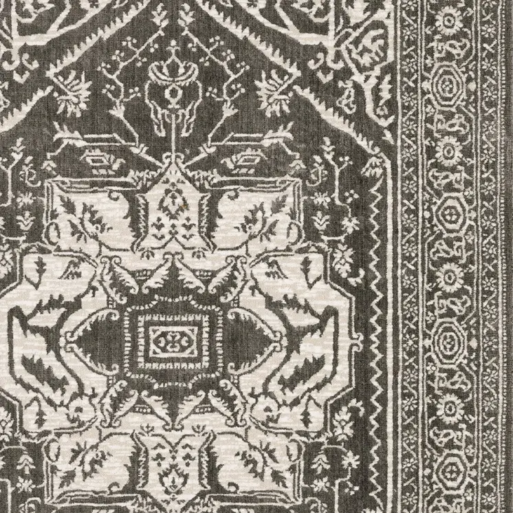 7' X 10' Gray And Ivory Oriental Area Rug