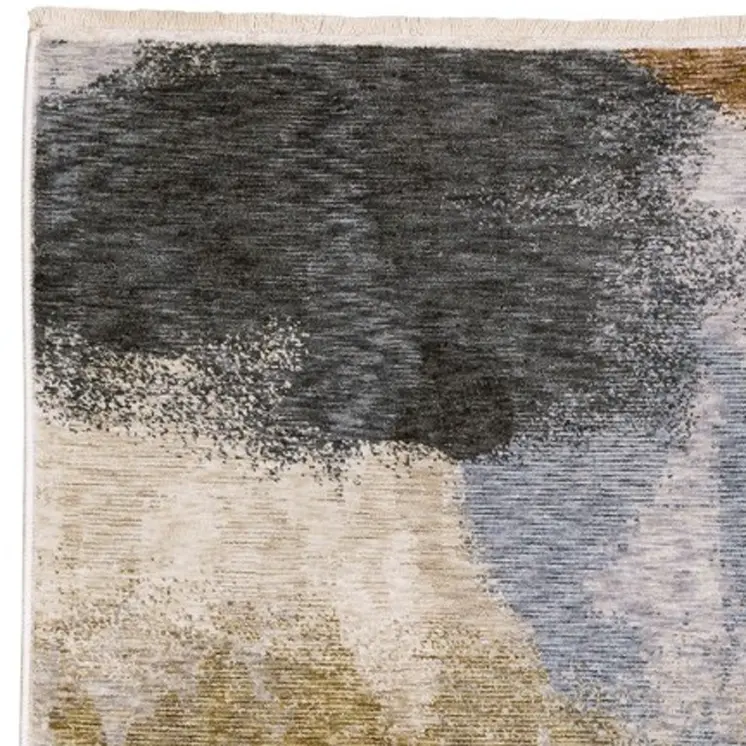 8' Beige And Rust Abstract Runner Rug With Fringe