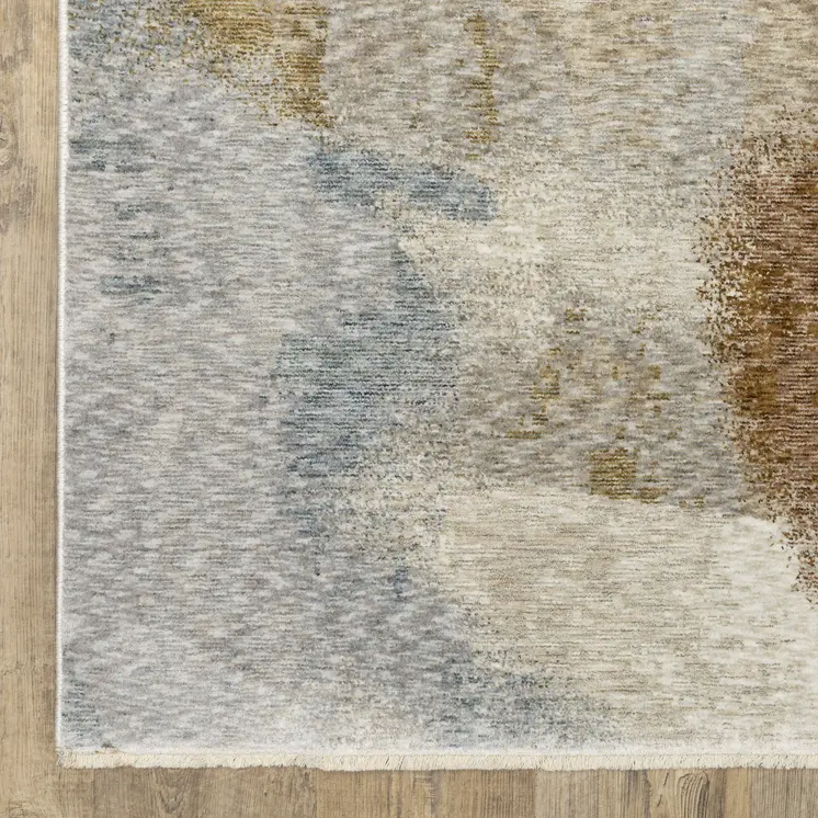 8' Beige And Rust Abstract Runner Rug With Fringe