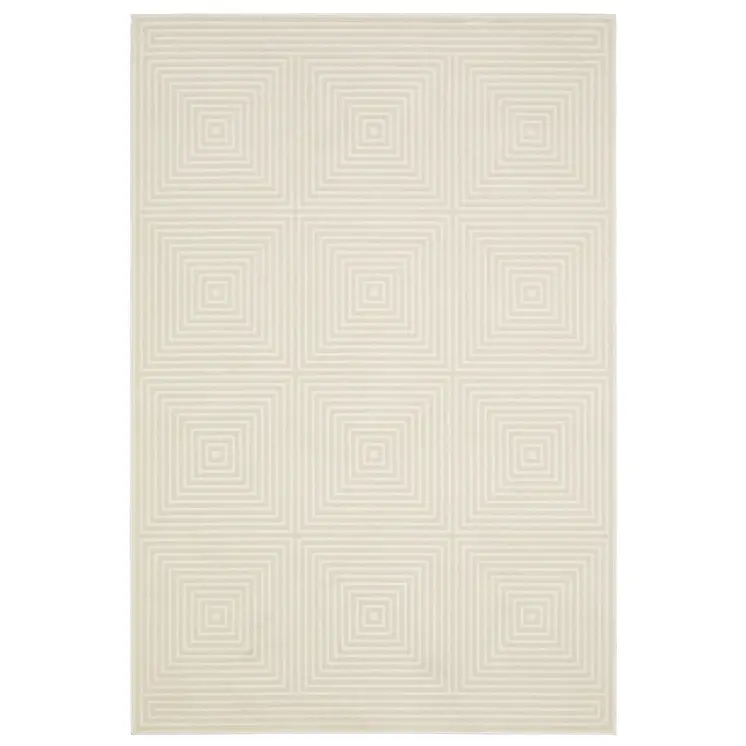7' X 10' Ivory And Beige Geometric Area Rug
