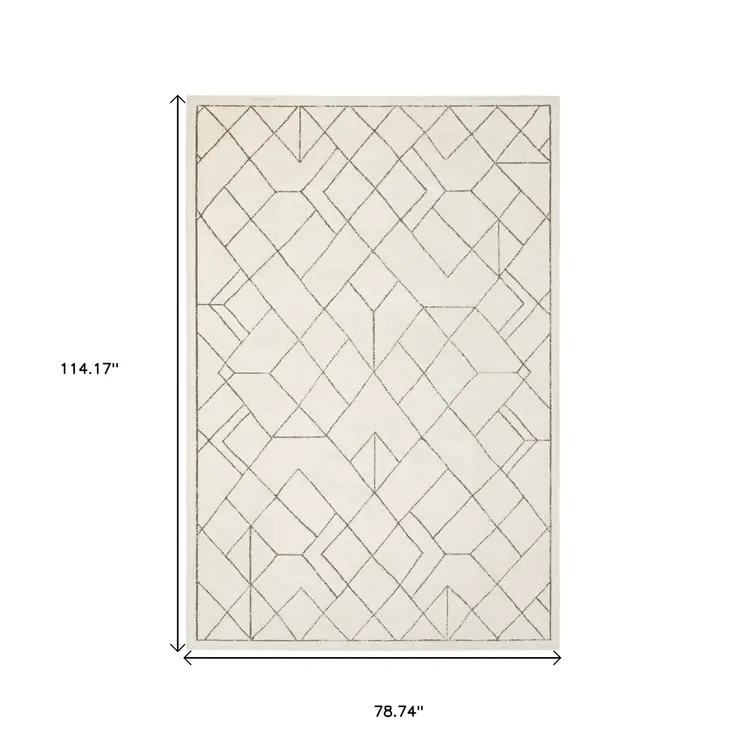 7' X 10' Ivory And Taupe Geometric Area Rug