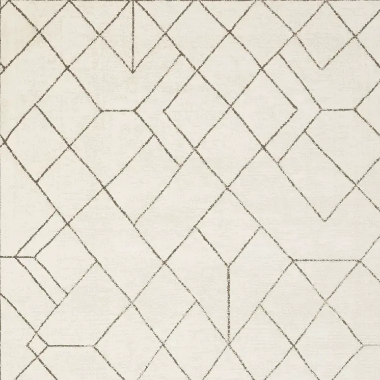 7' X 10' Ivory And Taupe Geometric Area Rug