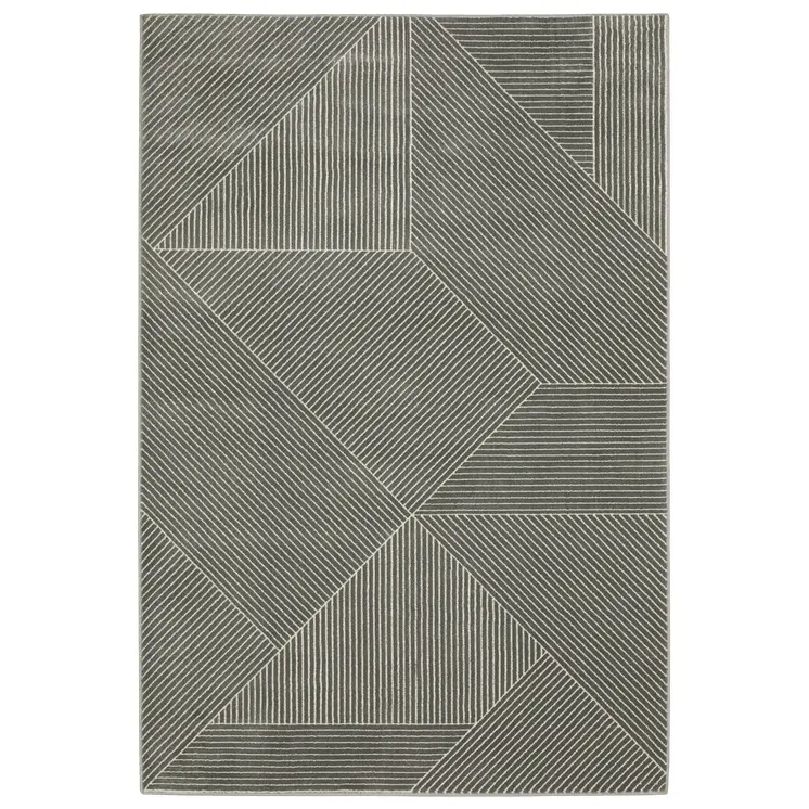 7' X 10' Gray And Ivory Geometric Area Rug