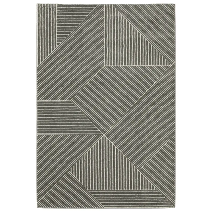 7' X 10' Gray And Ivory Geometric Area Rug