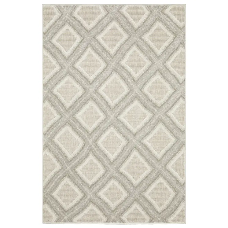 7' X 10' Gray And Beige Diamond Area Rug