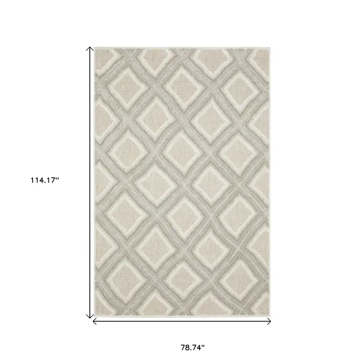 7' X 10' Gray And Beige Diamond Area Rug