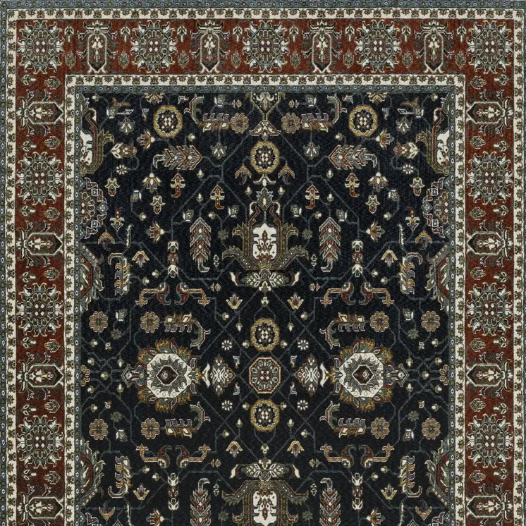 5' X 8' Rust Oriental Area Rug With Fringe