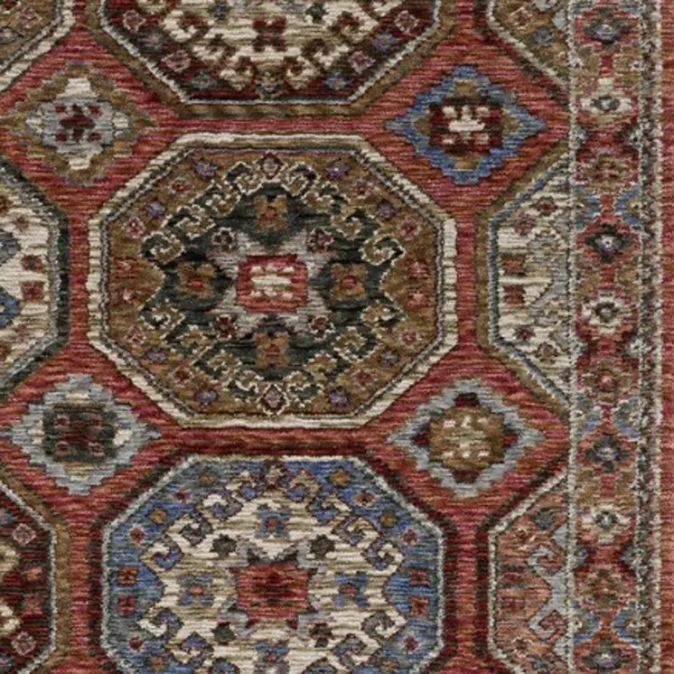 8' Pink And Red Medallion Runner Rug With Fringe