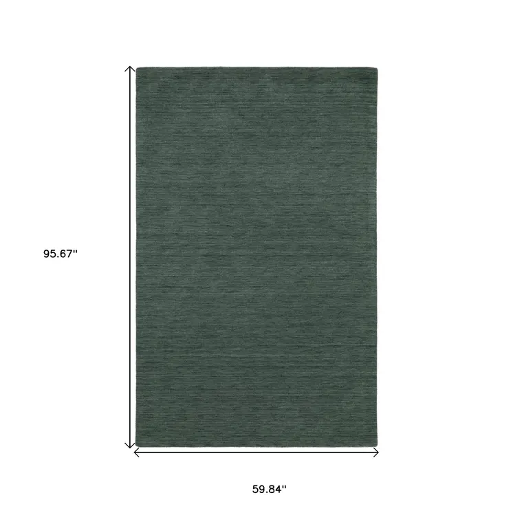 5' X 8' Teal And Blue Wool Hand Tufted Area Rug