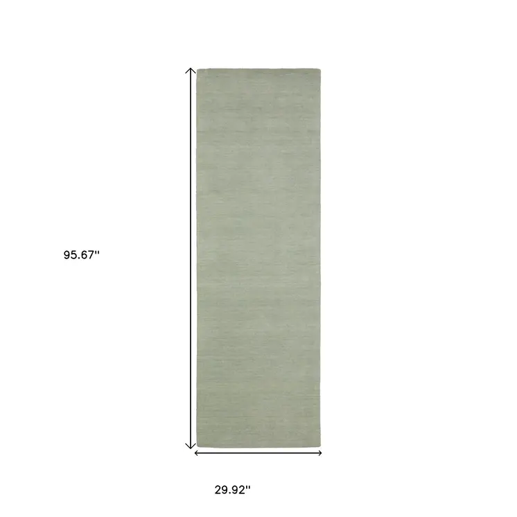 8' Silver Wool Hand Tufted Runner Rug