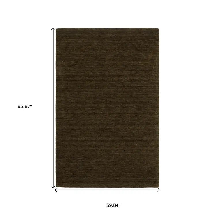 5' X 8' Brown Wool Hand Tufted Area Rug