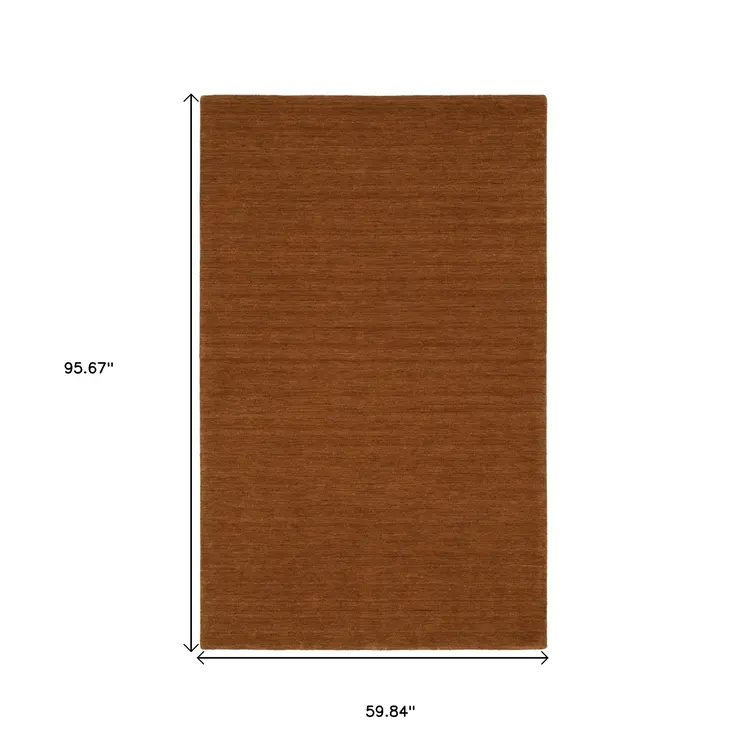 5' X 8' Rust Wool Hand Tufted Area Rug