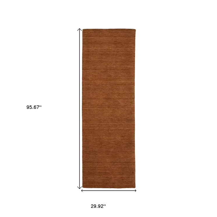 8' Rust Wool Hand Tufted Runner Rug