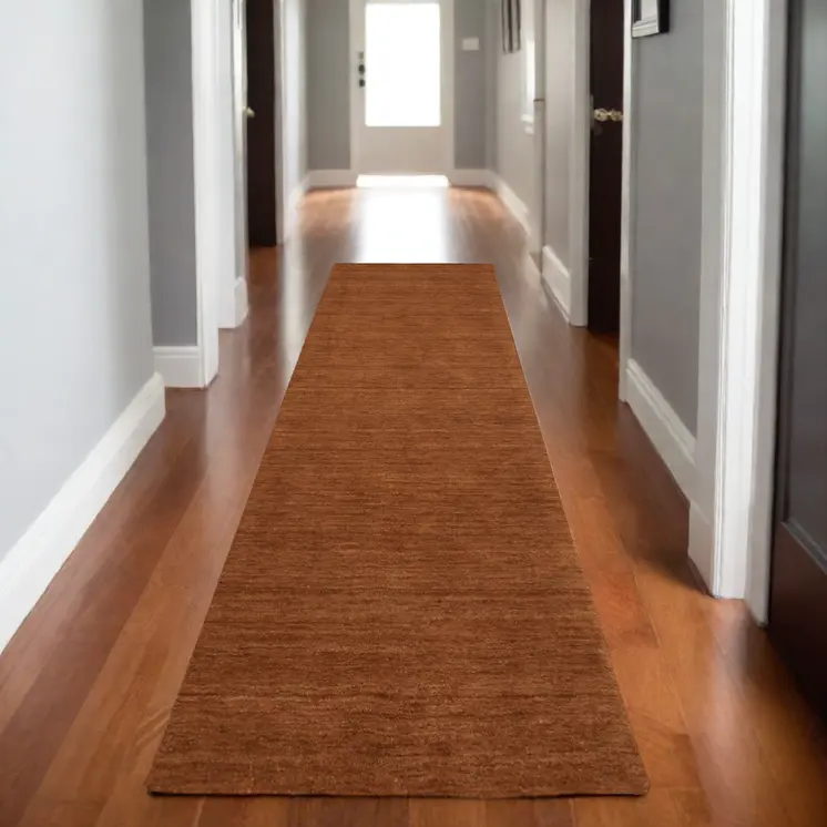8' Rust Wool Hand Tufted Runner Rug