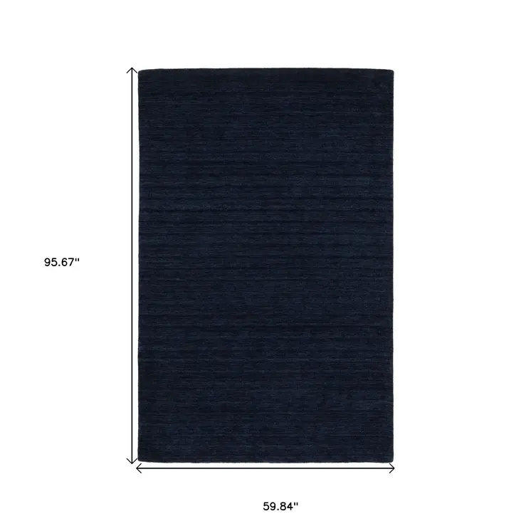 5' X 8' Blue Wool Hand Tufted Area Rug