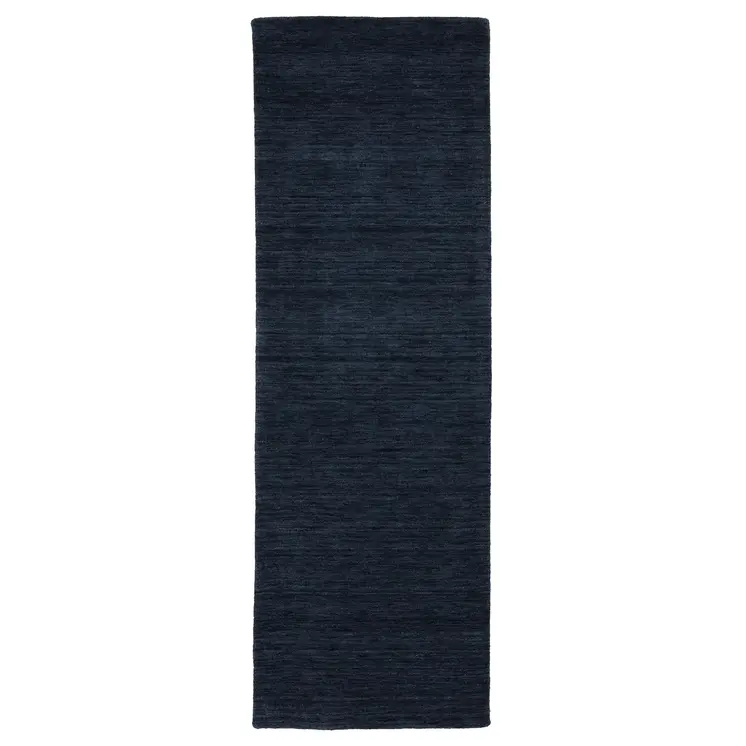 8' Blue Wool Hand Tufted Runner Rug