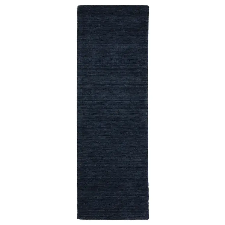 8' Blue Wool Hand Tufted Runner Rug