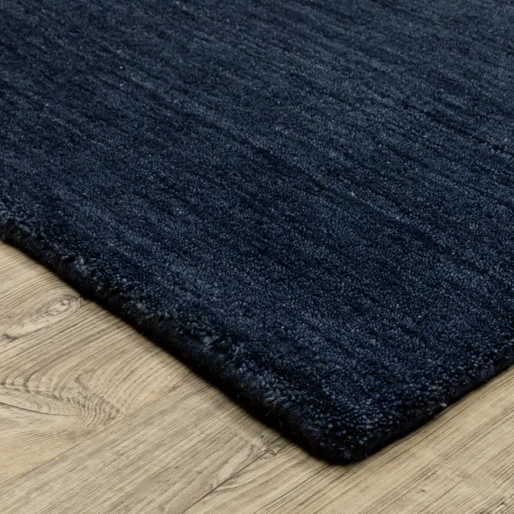 8' Blue Wool Hand Tufted Runner Rug