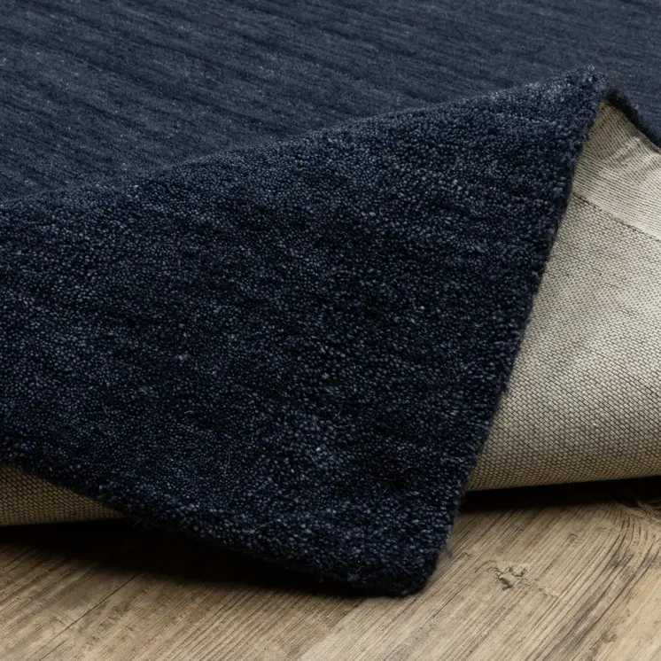 8' Blue Wool Hand Tufted Runner Rug